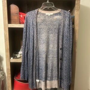 loft blue animal print cardigan